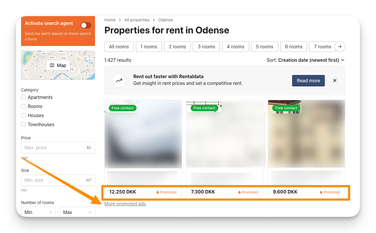 A top ad is displayed in the first row of listings when a house seeker is searching for a property.png