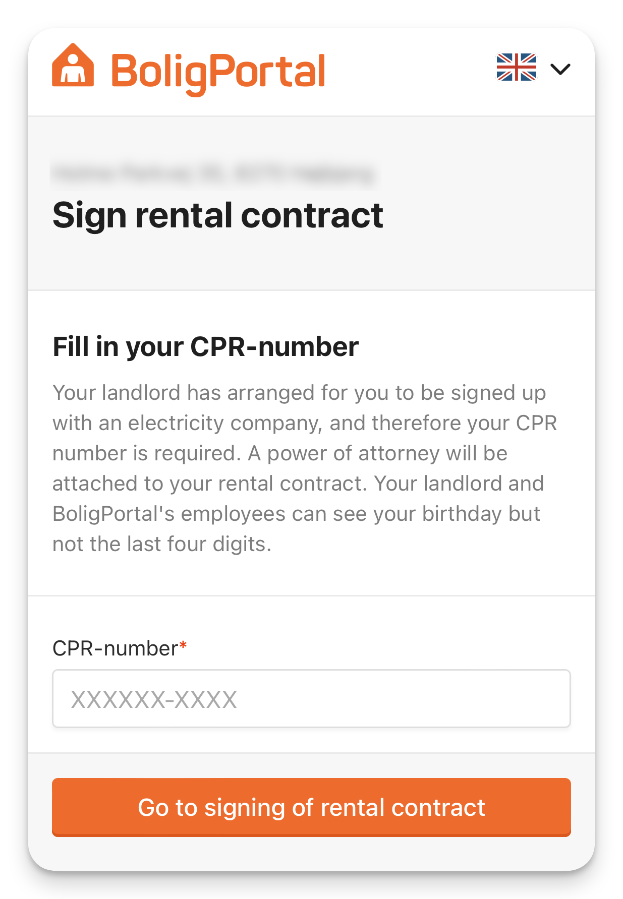 Tentant receives a message asking for the tenant's CPR number .png