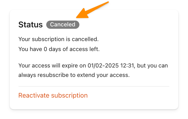Your subcription status should be 'Canceled' .png