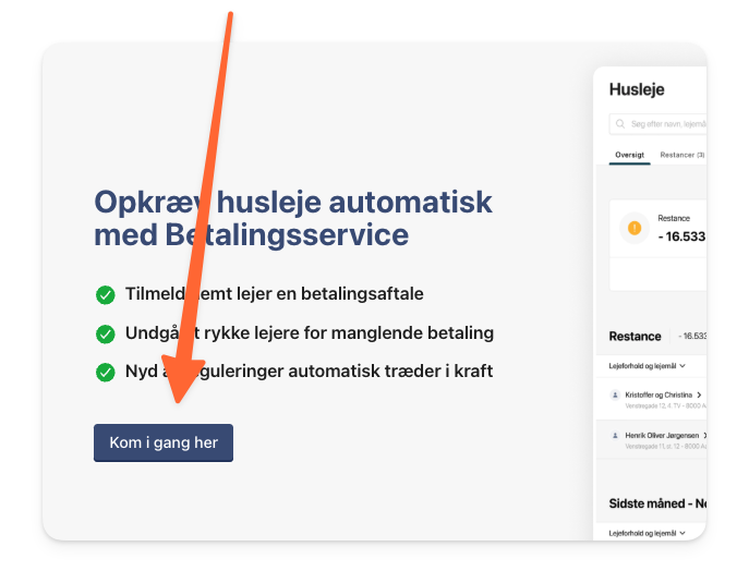 Klik på Kom i gang her for at starte din huslejeopkrævning.png