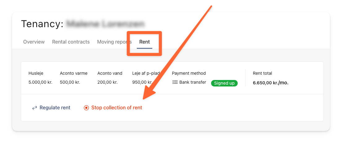 Go tot the Rent section and click on Stop Collection of Rent .png