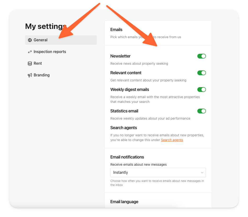 Email settings on BoligPortal.png