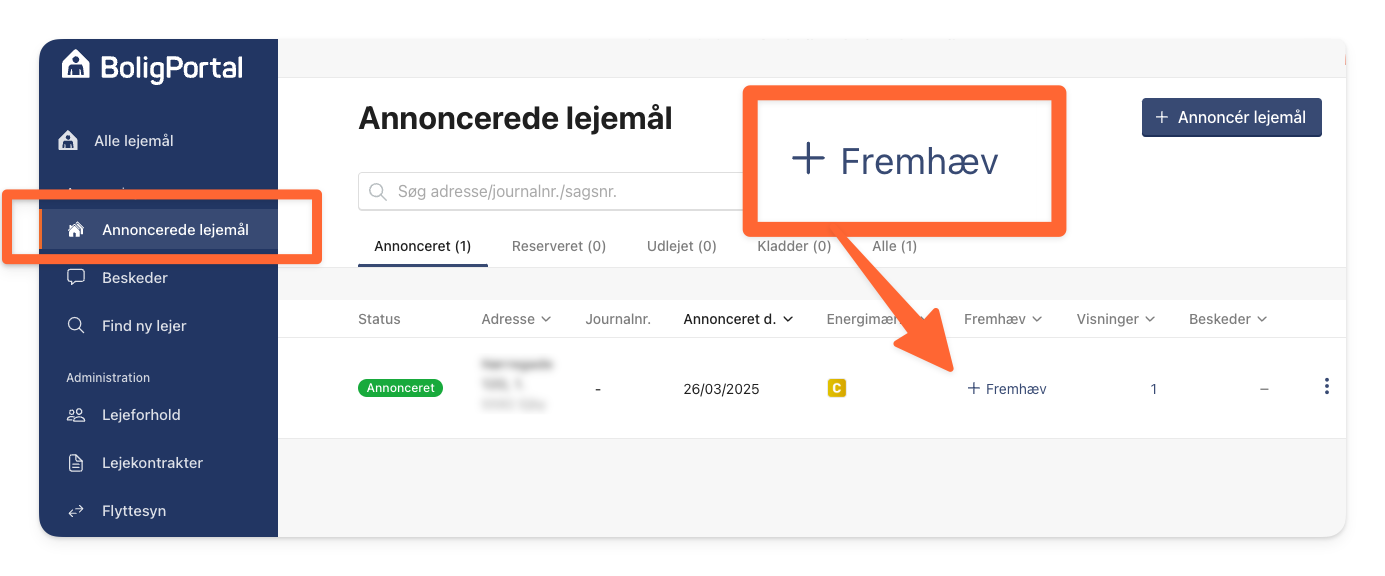Klik på + Fremhæv for at fremhæve din annonce.png