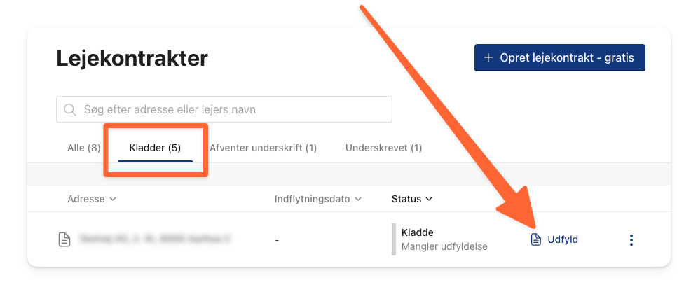 Klik på Udfyld på din lejekontrakt kladde.png