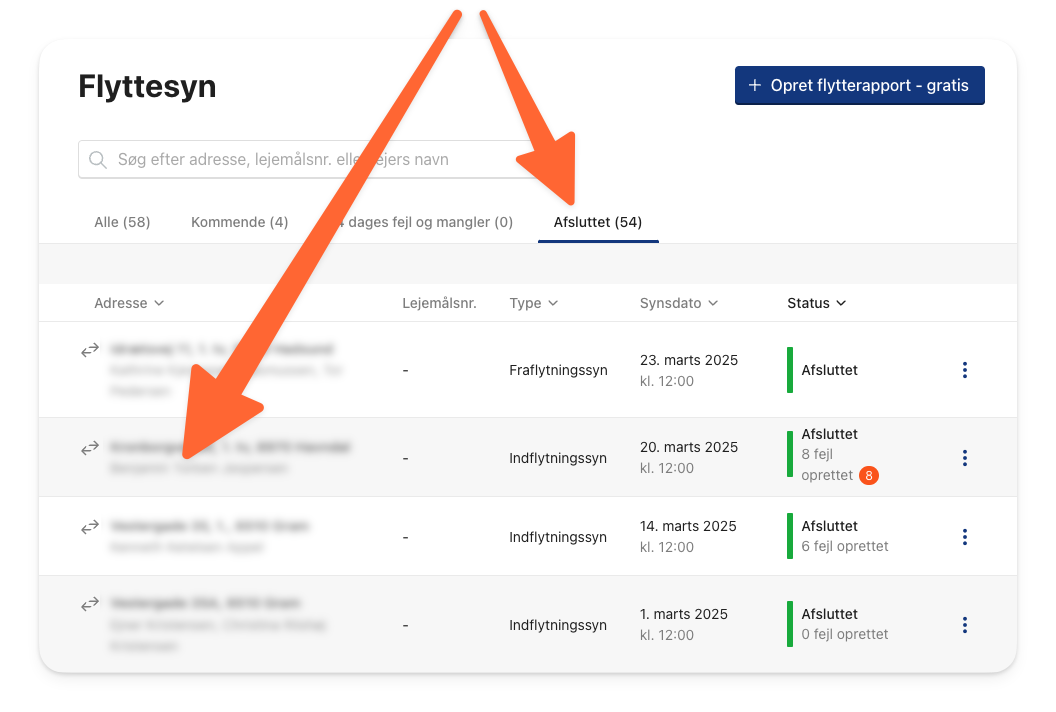 Gå til flyttesyn og fanen 'Afsluttet' for at tilgå dine flytterapporter.png
