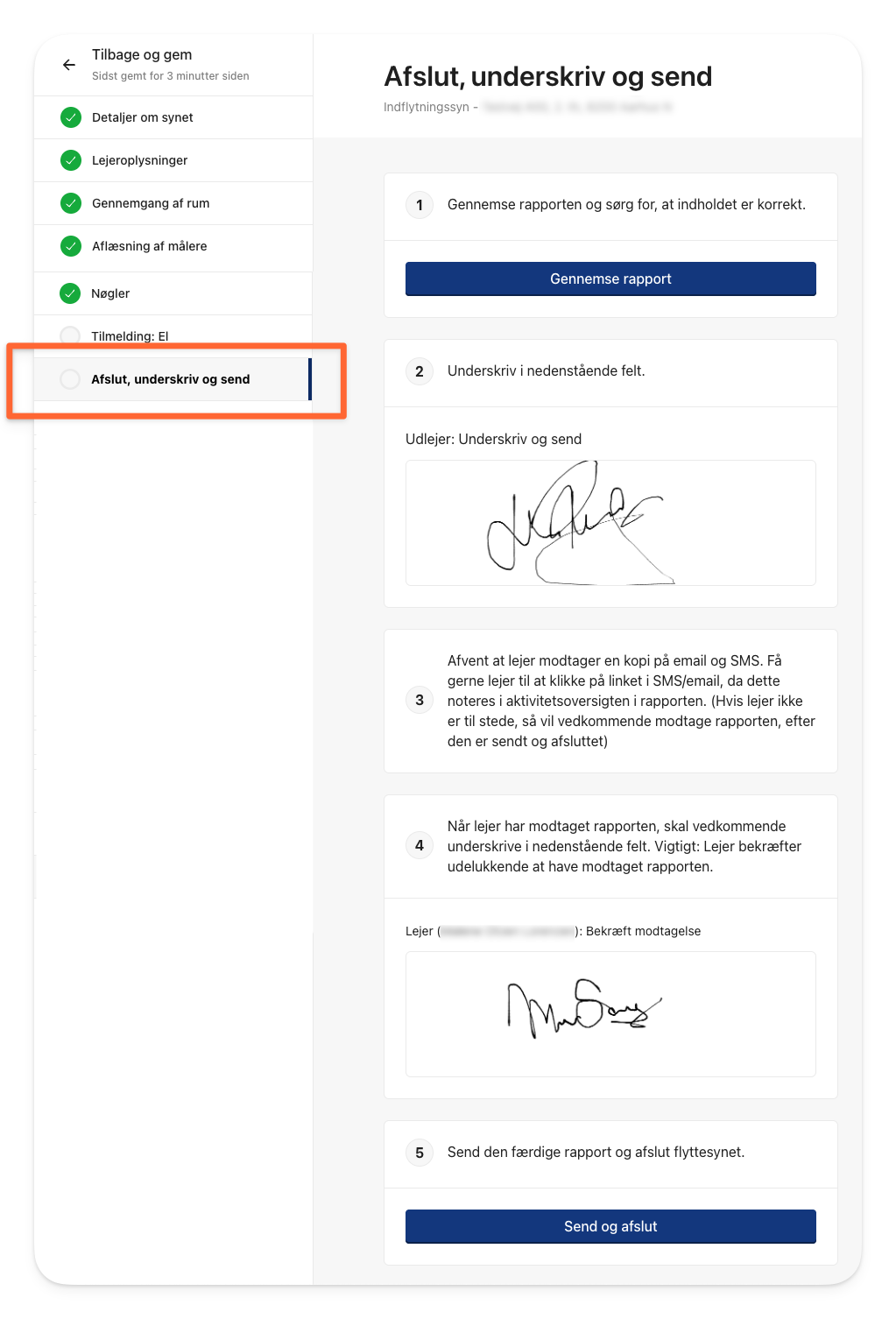Finish, sign and send the inspection report.png