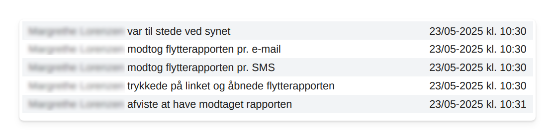 Tidslinje i flytterapporten med alle handlinger, datoer og tidsstempel.png