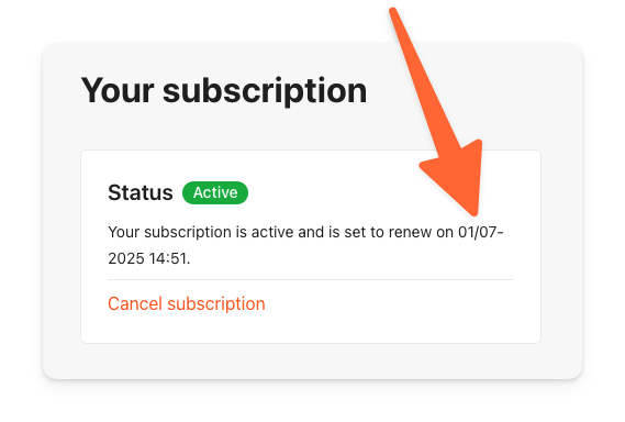 Your subscription and renewal date on BoligPortal.png
