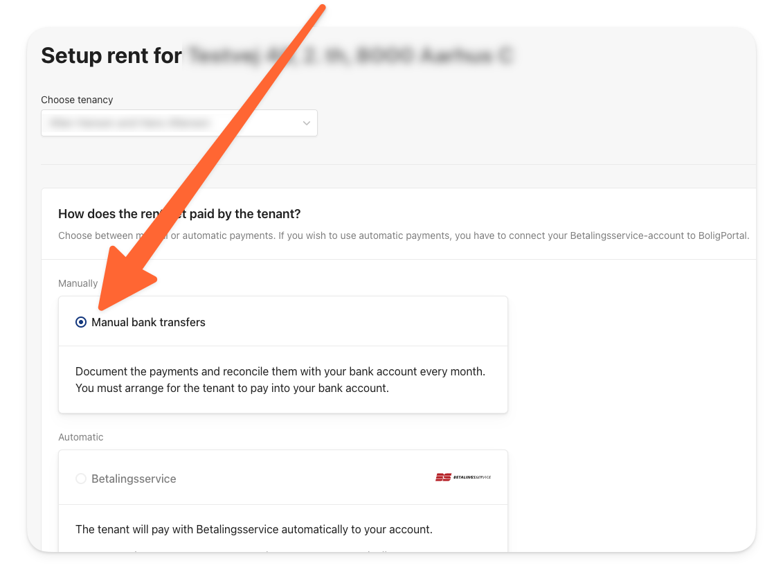 Check the Manual Bank Transfer box to set the rent collection to bank transfer.png