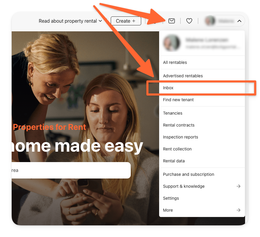 Go to your inbox on BoligPortal.png